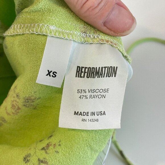 Reformation Womens Sleeveless Tank Cropped Top Green XS Floral Spaghetti Straps - Picture 6 of 7